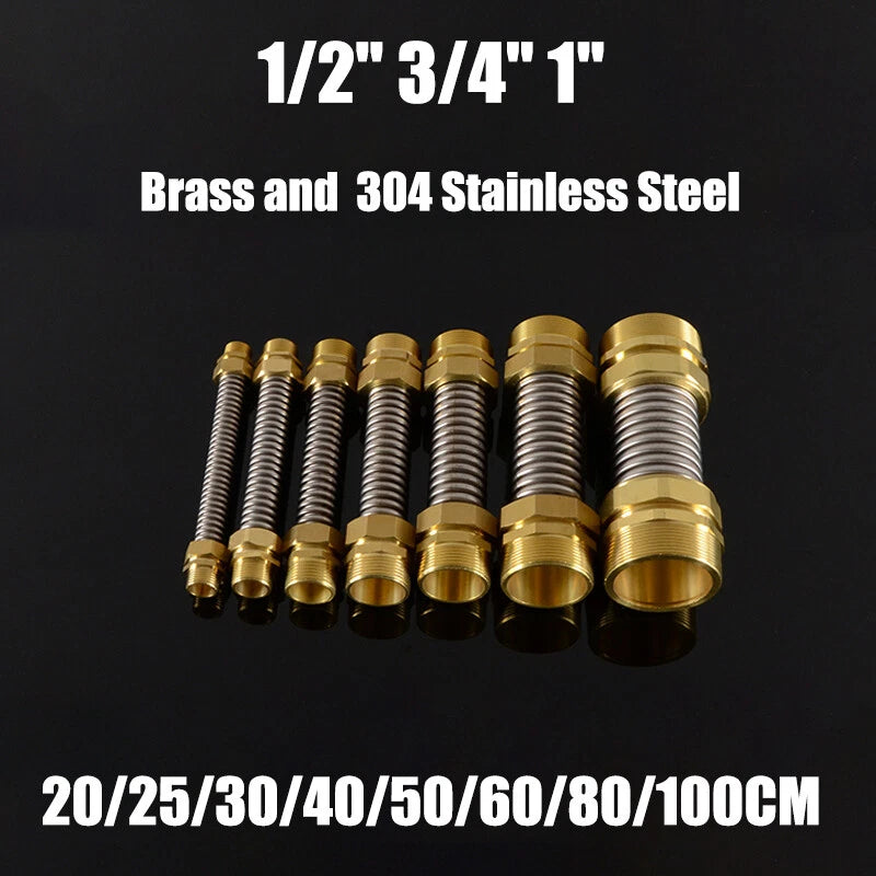 Corrugated Flexible Water Supply Hose with Brass Fittings — 1/2", 3/4", 1" | Hot & Cold