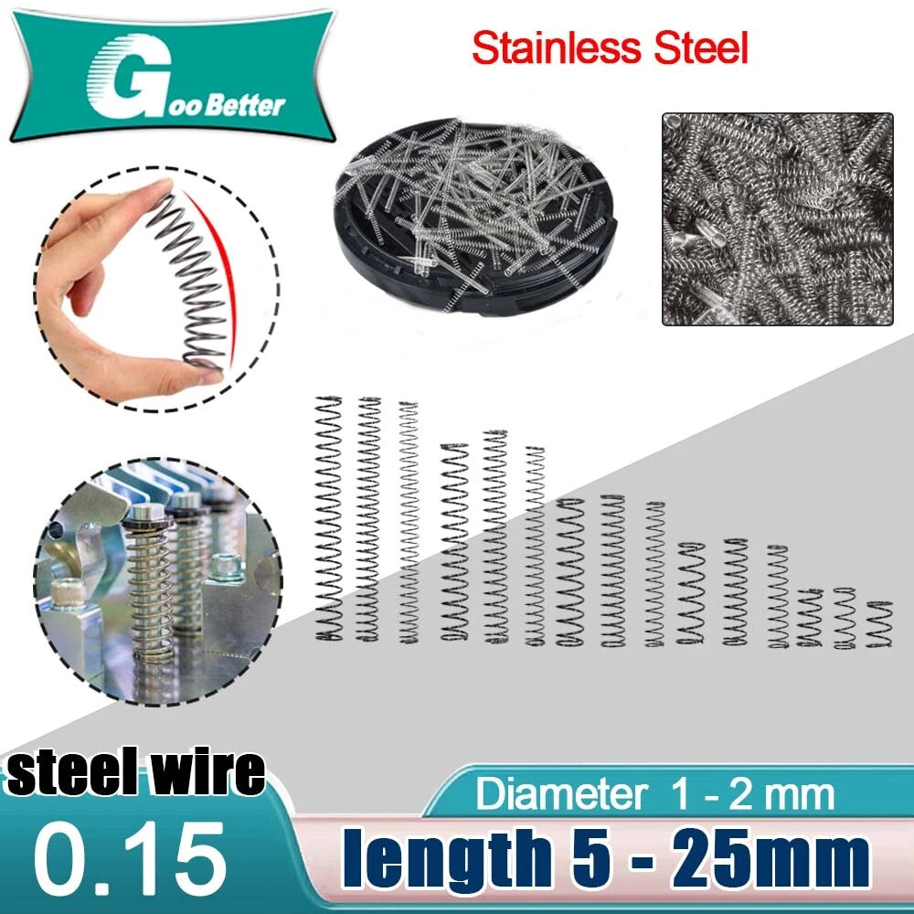 10Pcs 0.15mm WireDia 304 Stainles Steel Compression Spring Pressure Small Spring