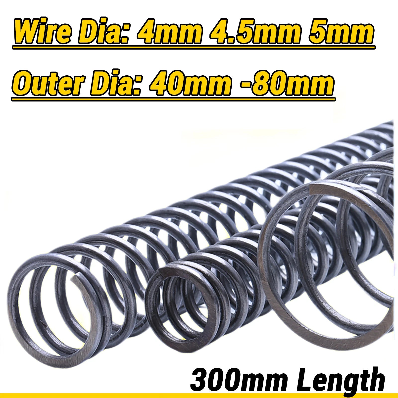 Compression Spring 4-5mm Wire dia 40-80mm Diameter & 300mm Length Pressure Small