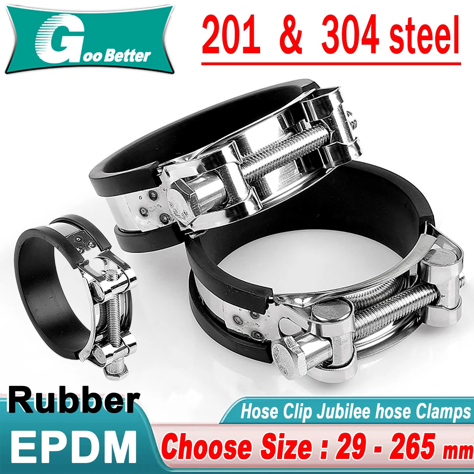 Hose Clip Jubilee hose Clamps Fuel Line Diesel Petrol Pipe Rubber Sleeve EPDM