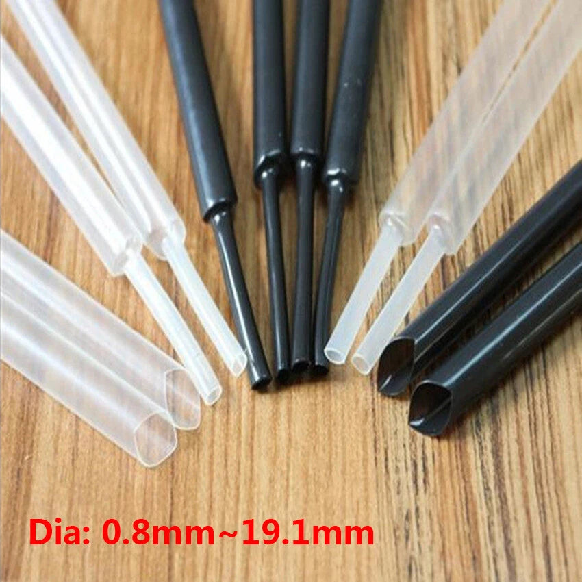 2:1 PVDF Heat Shrink Tubing — Black & Clear, 0.8mm to 19.1mm, 175°C Rated