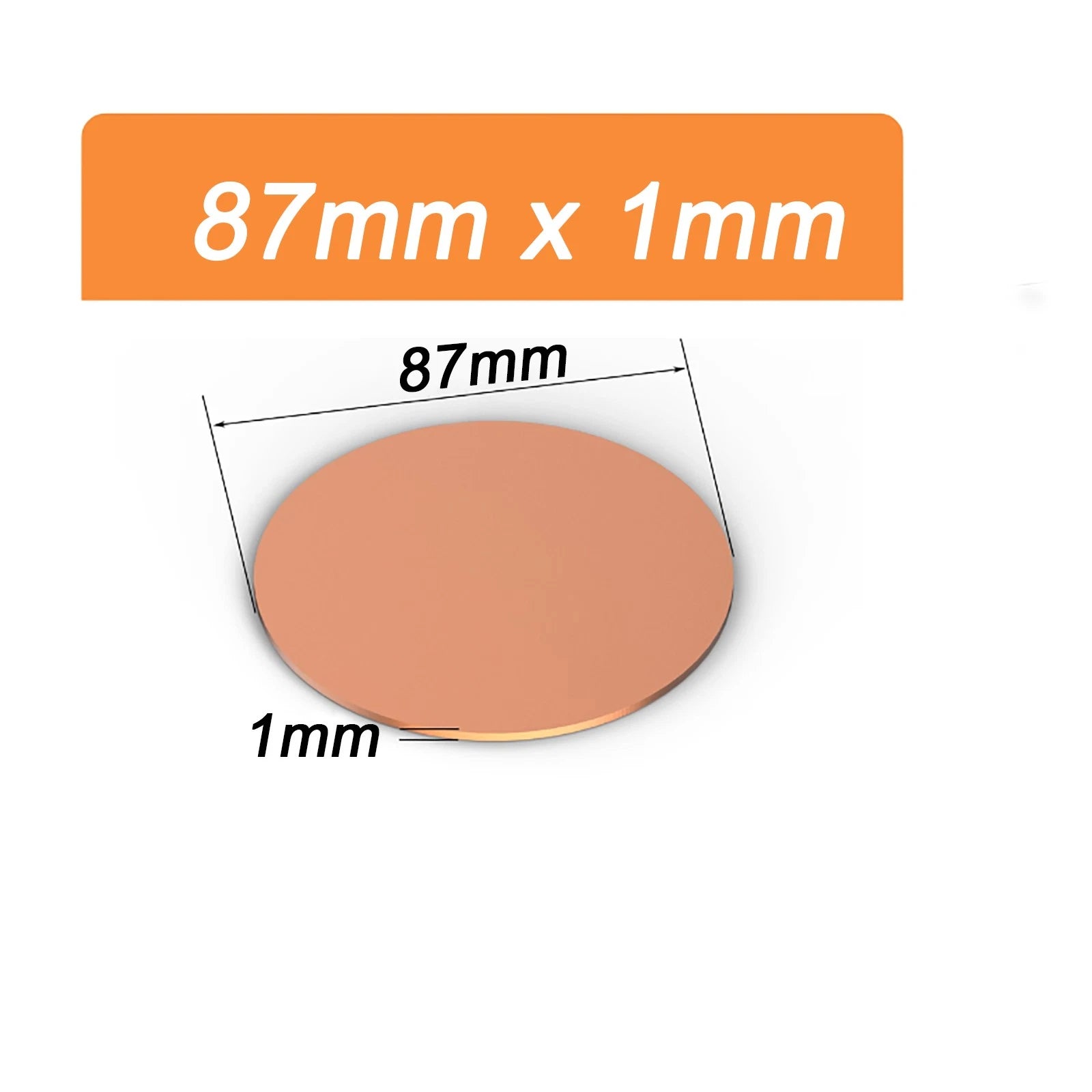 1mm Thick T2 Copper Round Plate Blank Solid Metal Sheet Discs 87mm Diameter