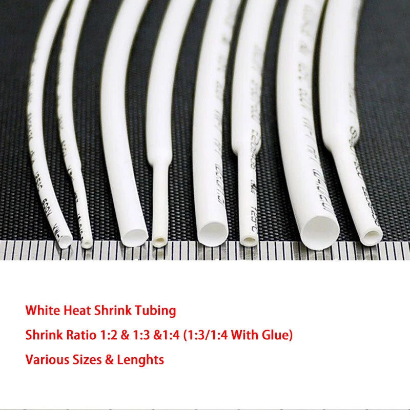 White Heat Shrink Tubing — 2:1 / 3:1 / 4:1 Ratio, φ1mm–φ50mm, Wire & Cable Insulation
