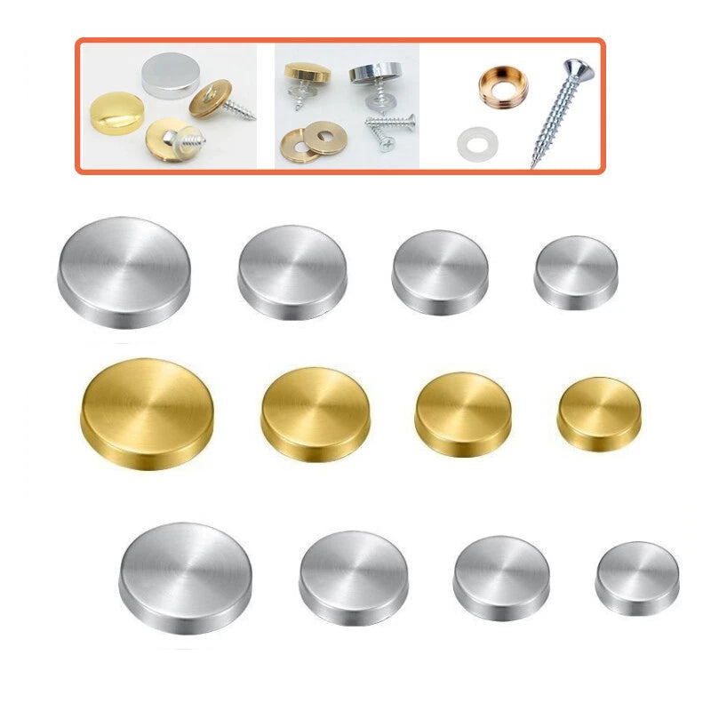 Mirror Screws Cap – Brass Chrome Decorative Cover Caps (10mm to 25mm) for Glass & Furniture – Silver/Gold