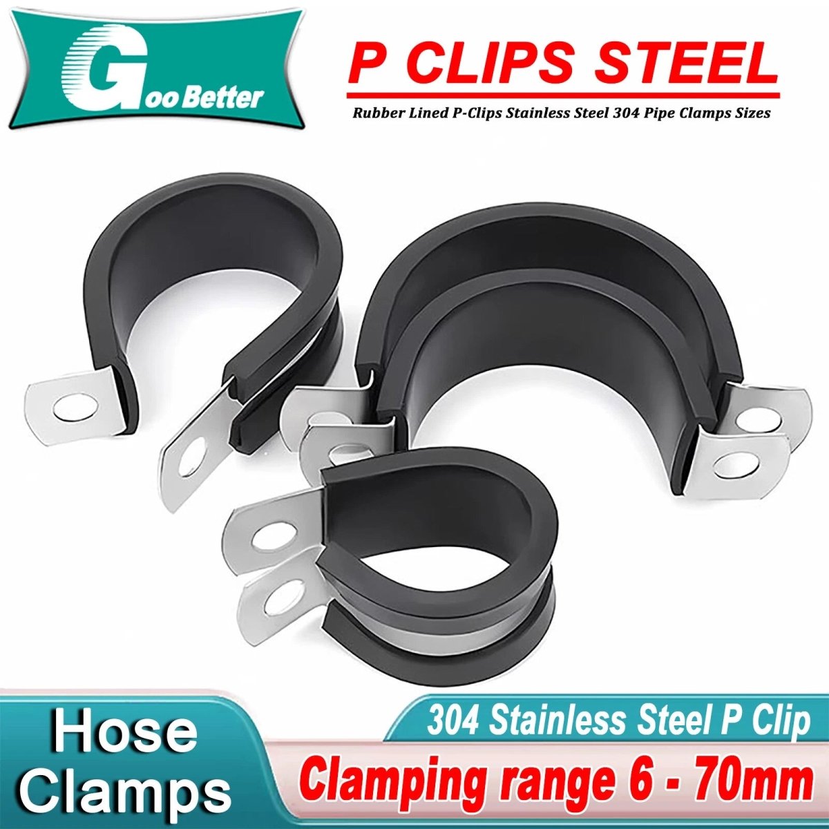 P CLIPS RUBBER LINED ZINC PLATED PK OF 1 **CHOOSE YOUR SIZE** GREAT PRICES - HomeDIYer
