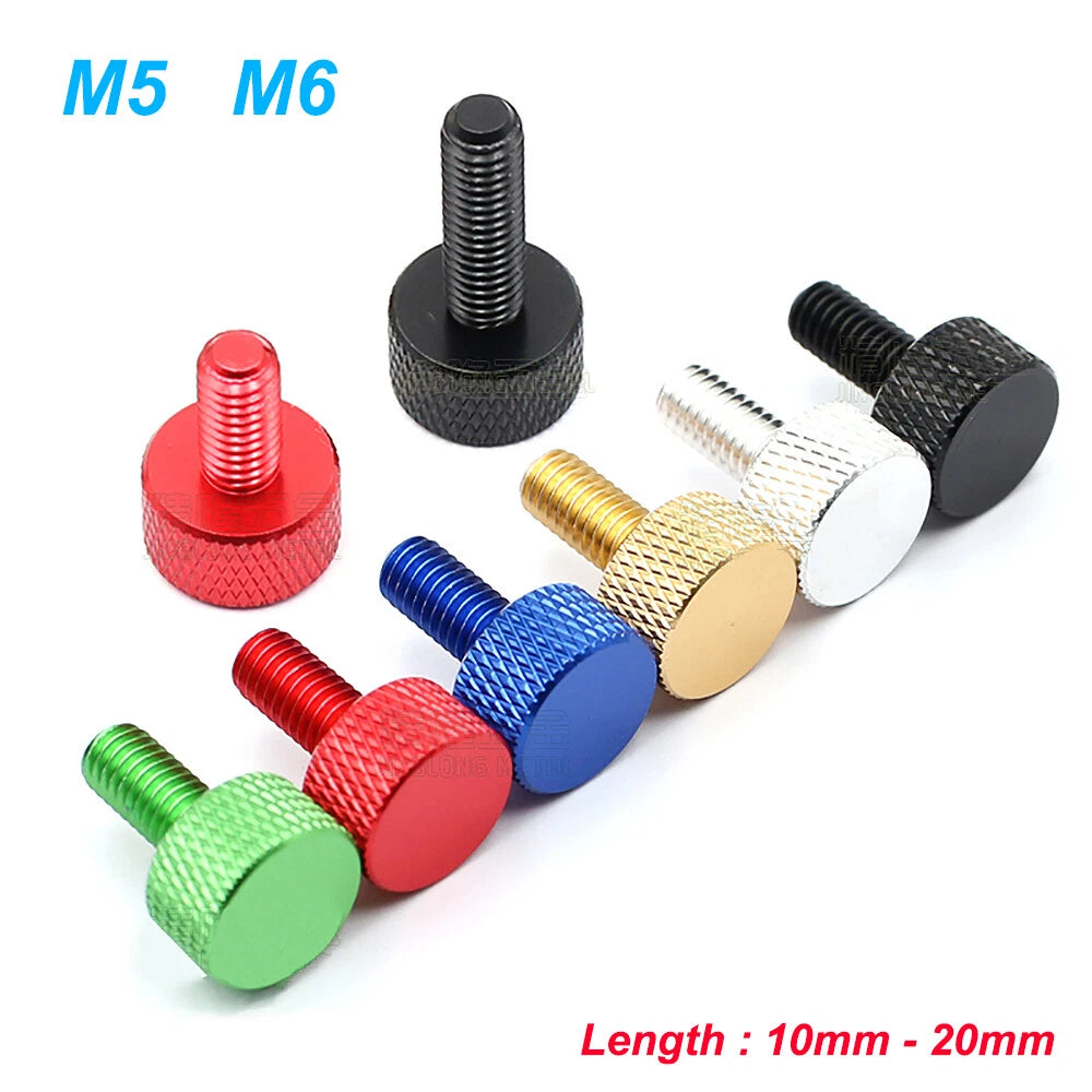 M5 M6 Thumb Screw Aluminum Knurled Head Hand Tighten Grip Knob Adjustment Screws