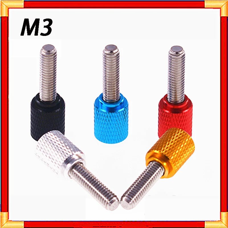 M3 Knurled Thumb Screws – Aluminium Hand Grip Knob + Stainless Steel Stud (Anodised Colours) - HomeDIYer