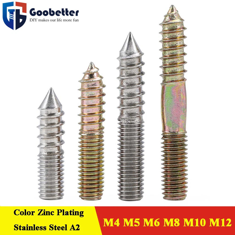 Wood To Metal Dowels Double Ended Threaded Furniture Screws M3 M4 M5 M6 8 10 M12