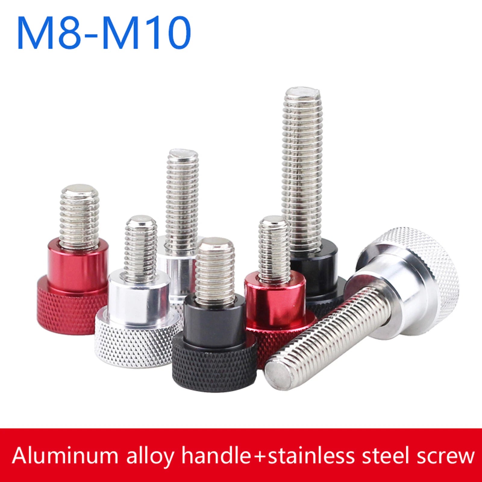 M8 M10 Knurled Thumb Screws Stainless Steel&Colour Aluminum Hand Grip Knob Bolts