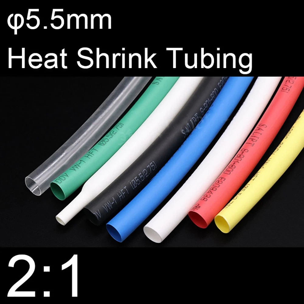Heat Shrink Tubing φ5.5mm 2:1 – Electrical Wire Sleeving, 7 Colors, 1M–100M