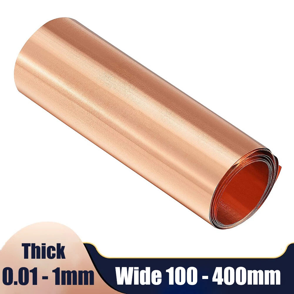 Pure Copper Metal Sheet Foil Plate Thick 0.01-1mm Wide 100-400mm Conductive Roll