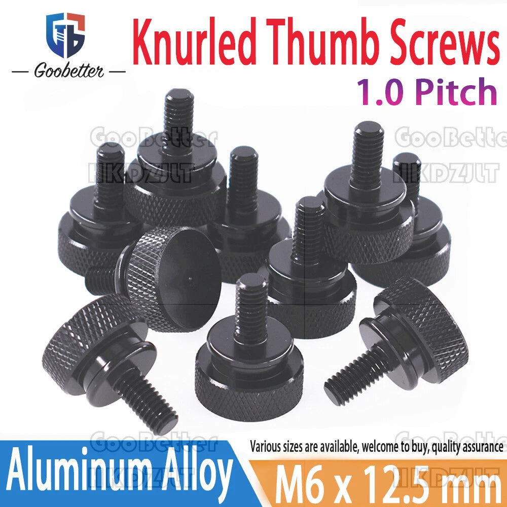 M6 x 12.5 mm Knurled Thumb Screws Hand Tighten Hand Grip Knob Bolts Aluminium