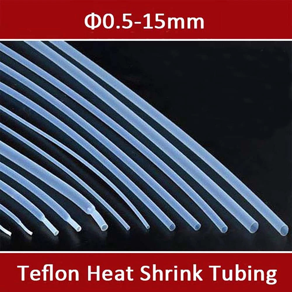 Transparent PTFE Heat Shrink Tubing — 0.5mm to 15mm, 1.7:1 Shrink Ratio