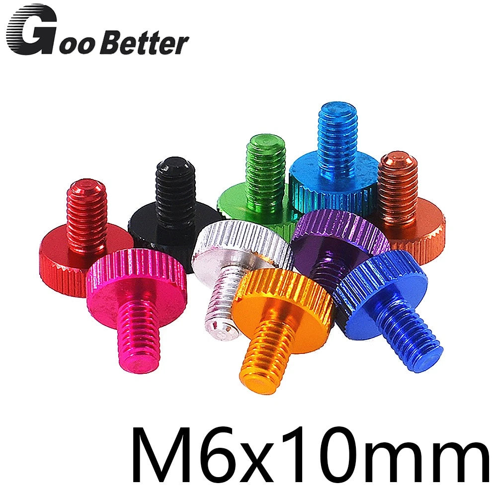 M6x10mm Aluminium Knurled Thumb Screws Flat Head Hand Grip Knob Bolts PC Case