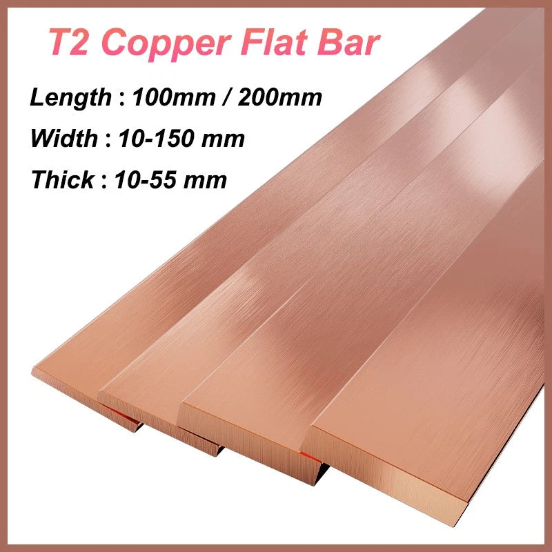 T2 Copper Flat Bar Pure Cu Electrical Copper Bus Bar Strip Metal Sheet 100/200mm