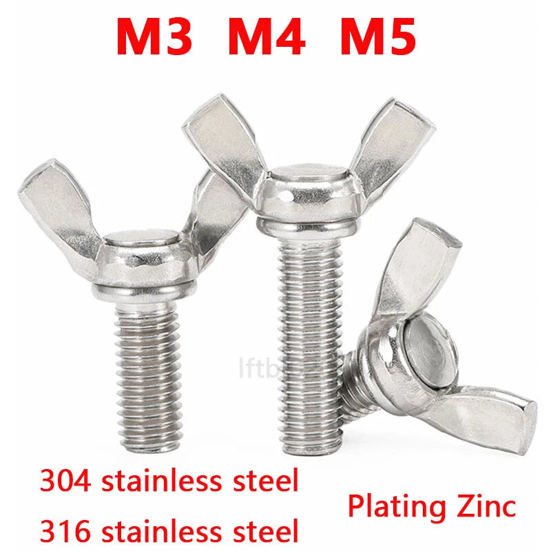 Butterfly Wing Screws AN 265 Thumb Screws M3-M5 Wing Bolts Zinc/Stainless Steel