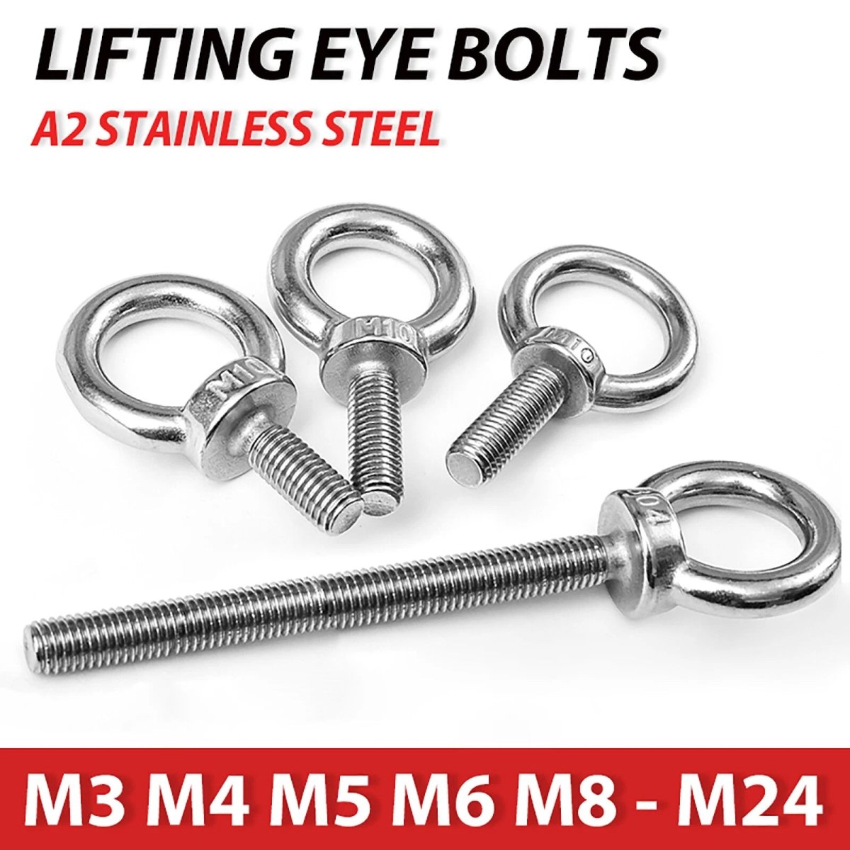Metric Eye Bolts M3–M24 | A2 304 Stainless Steel Lifting Ring Bolts - HomeDIYer