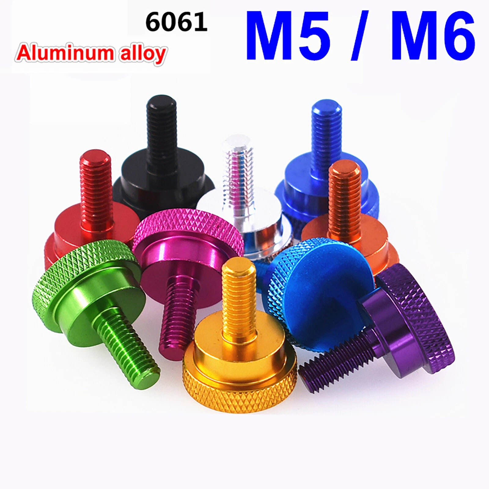 DIY SCREWS 5MM 6MM ALUMINUM KNURLED THUMB SCREW HAND GRIP KNOB BOLTS DOOR HANDLE