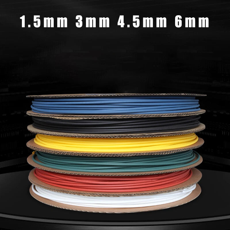3:1 Heat Shrink Tubing — Unlined Weatherproof Sleeve, 1.5mm–6mm, 6 Colors