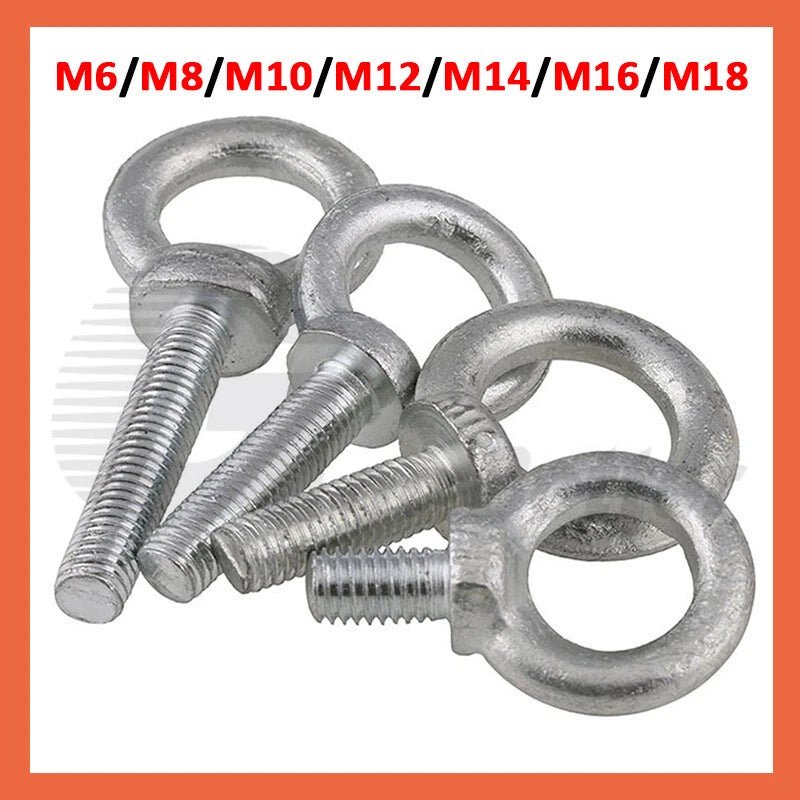 Metric Eye Bolts Zinc Plated — M6 M8 M10 M12 M14 M16 M18 Lifting Screw Eye - HomeDIYer