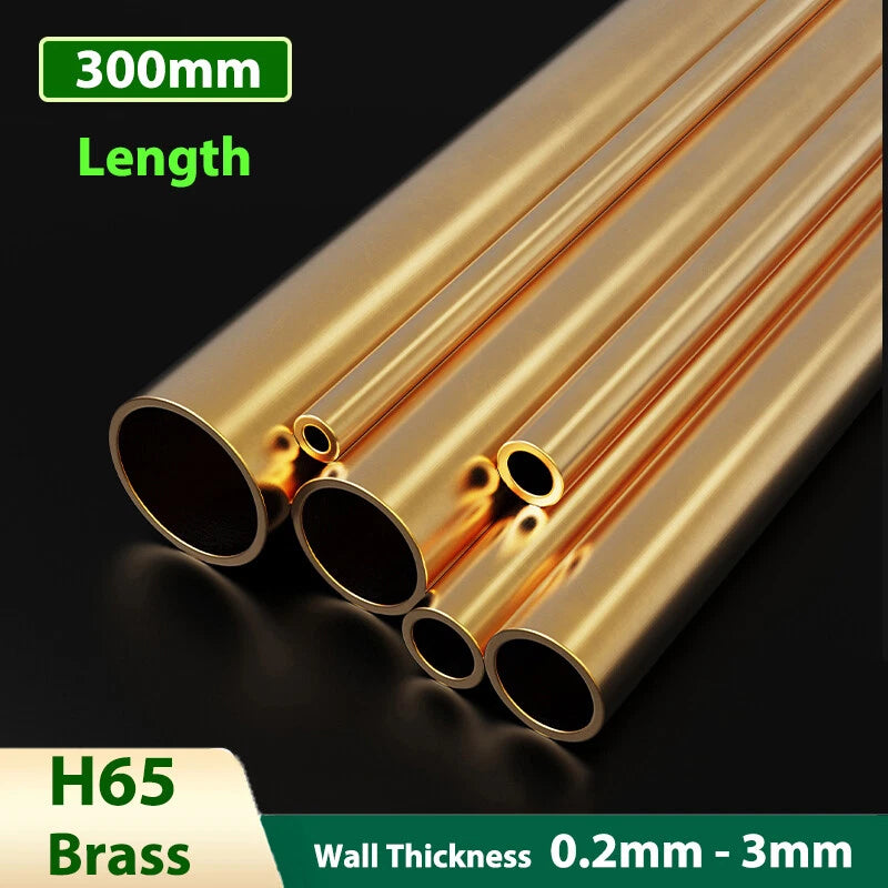 H65 Brass Round Tube — 300mm Hollow Brass Pipe, 1–80mm OD, Multiple Wall Thicknesses