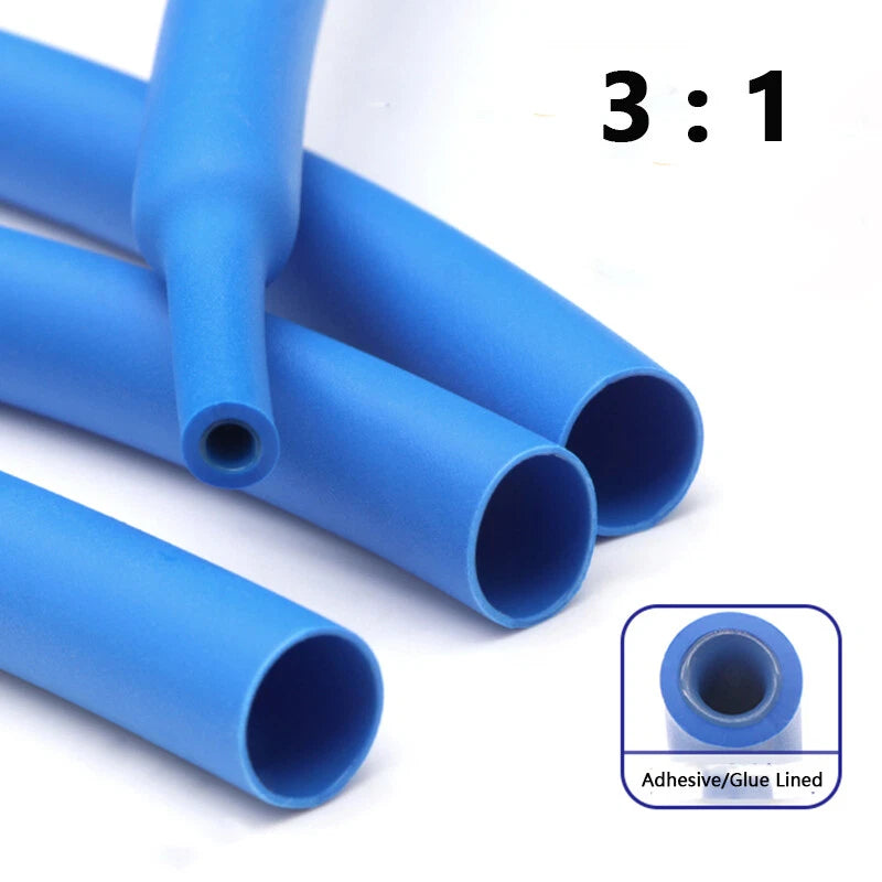3:1 Blue Adhesive Heat Shrink Tubing — Waterproof Glue Lined Sleeving