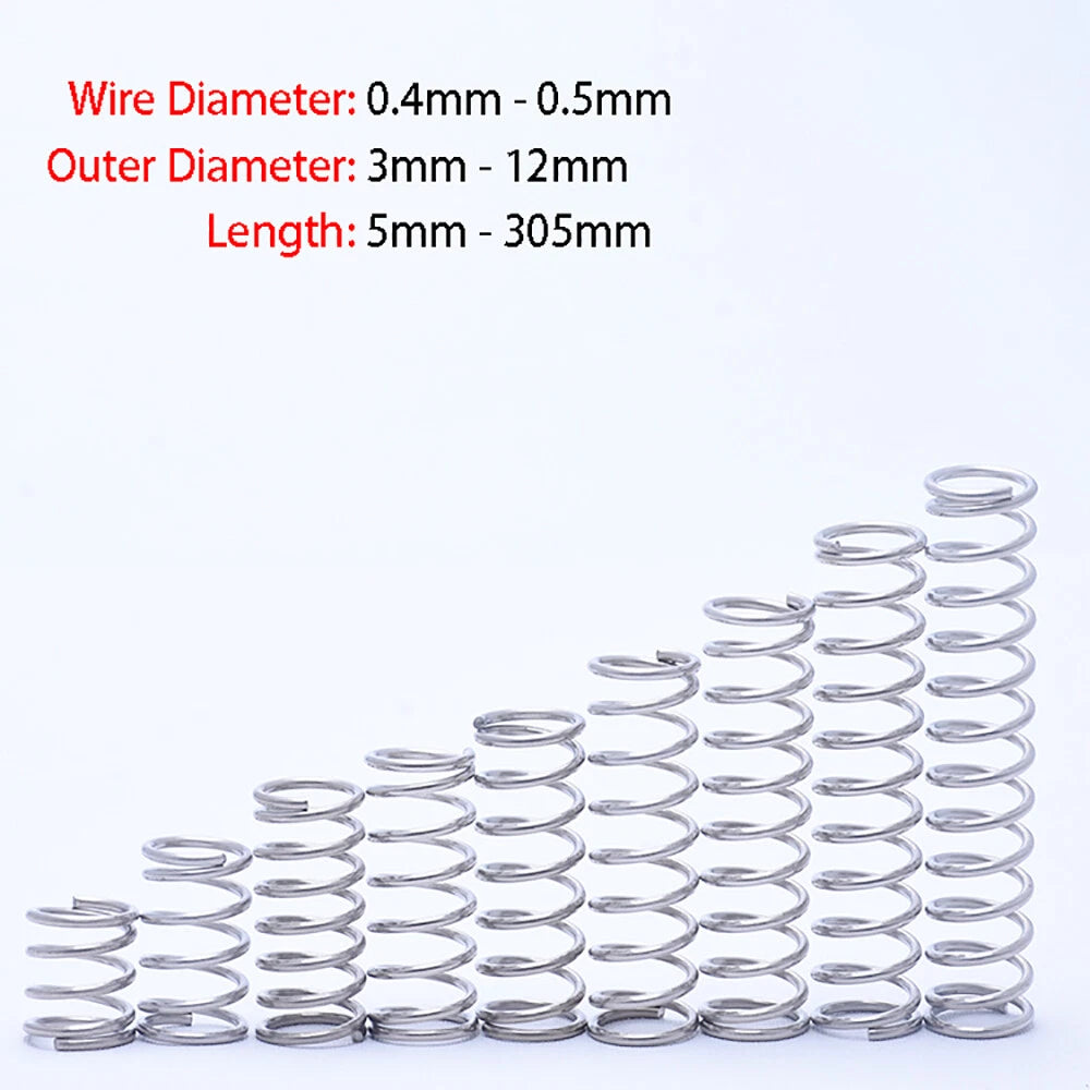 Compression Spring Various 0.4mm-0.5mm Diameter & 305mm Length Pressure Small