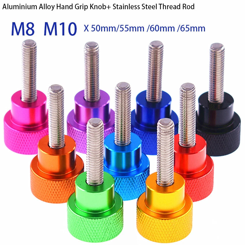 Knurled Thumb Screws M8 M10 x 50-65mm Aluminium Hand Grip Knob Bolts High Type