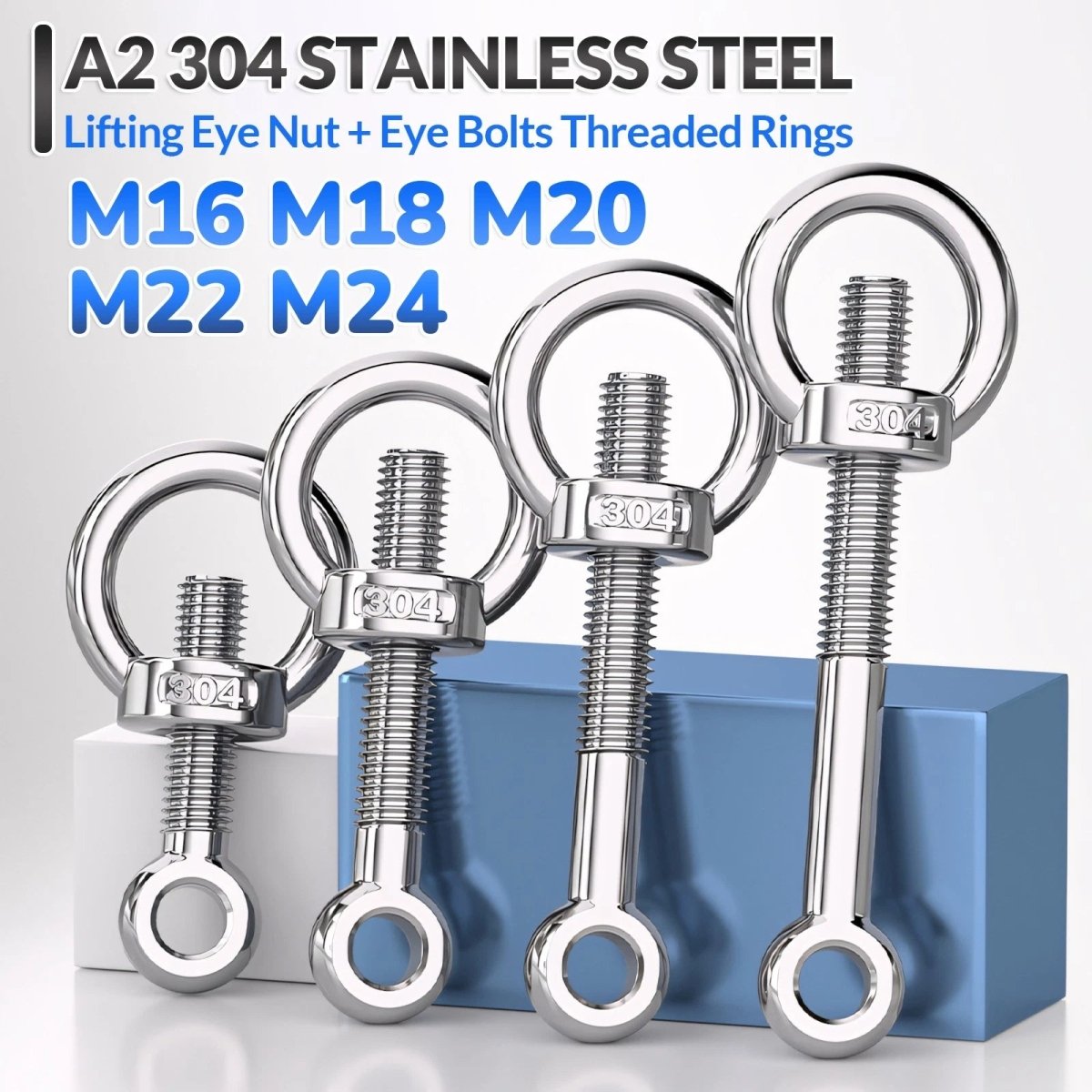 M16–M24 A2 304 Stainless Steel Lifting Eye Bolt & Eye Nut Threaded Ring - HomeDIYer