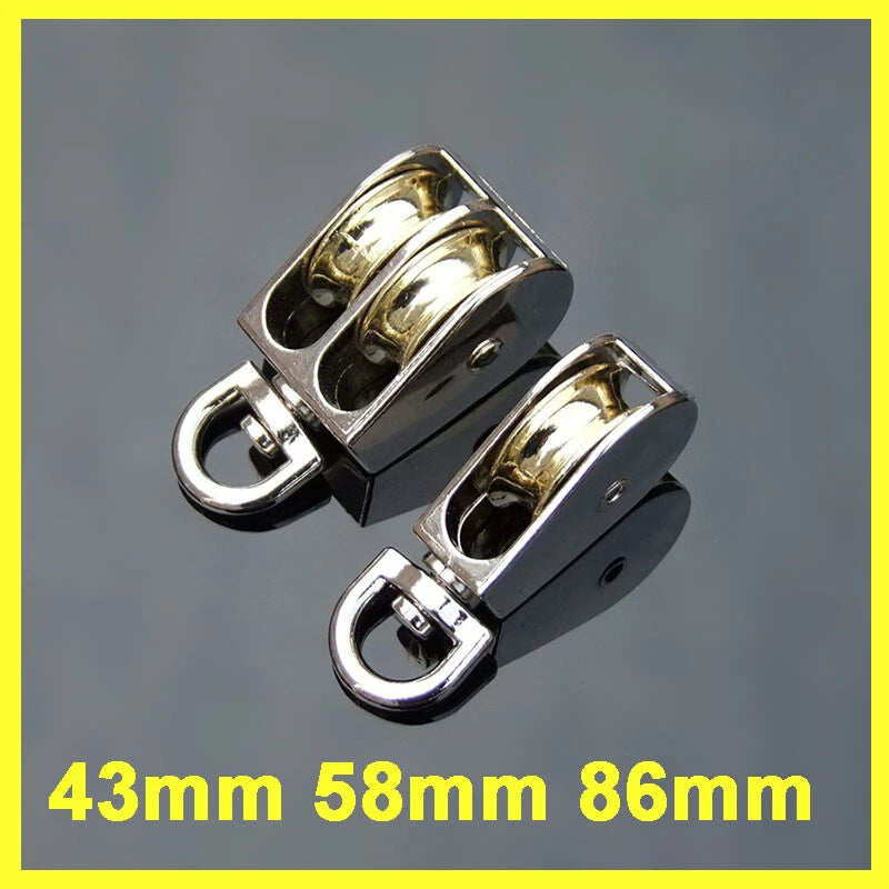 Single Dual Pulley Rope Pully Lifting Wheel Swivel 43mm 58mm 86mm Zinc Alloy