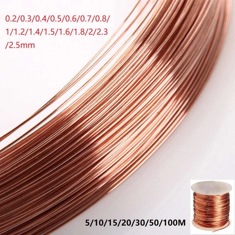 ROUND COPPER WIRE SOLID PURE COPPER WIRE 99.9% UNCOATED BARE 0.2mm To 2.5mm
