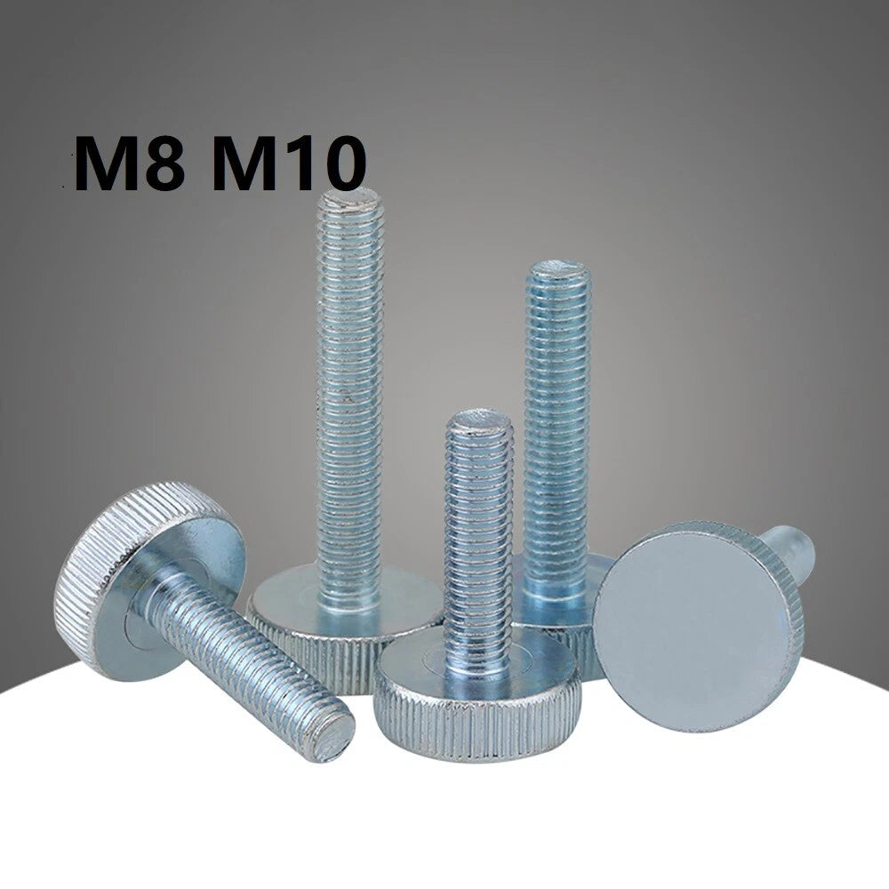 FLAT HEAD KNURLED THUMB SCREWS CARBON STEEL ZINC PLATED M8 M10 THUMBSCREWS