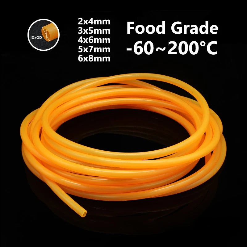 Orange Food Grade Silicone Tubing — Flexible Soft Hose for Brewing, Beverage & Water Transfer
