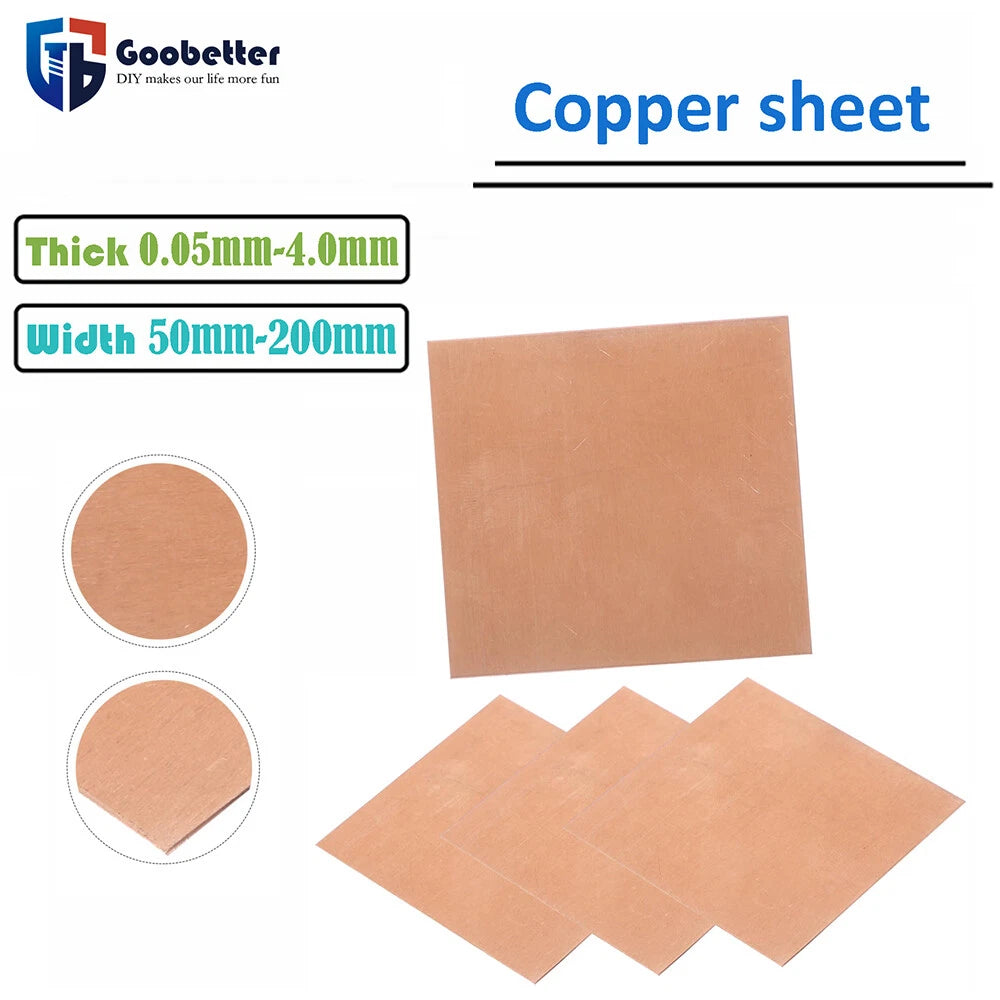 0.5mm to 4.0mm Thick T2 Pure Copper Plate/Sheet Copper Block Laser Cut Many Size