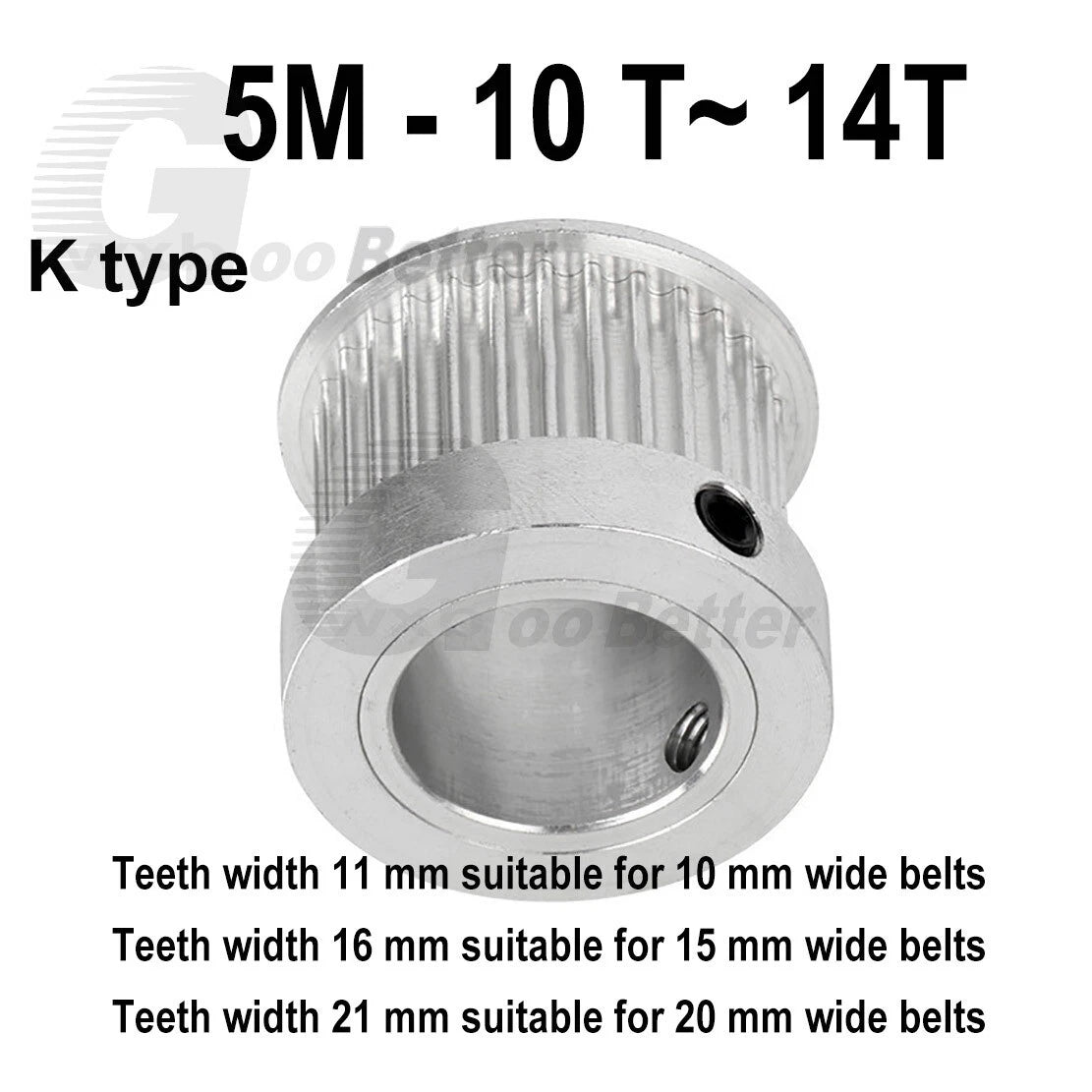 5M Pulley 10~ 14T K-type Timing Belt Pulleys Bore=4~12 mm Tooth width=11~21 mm