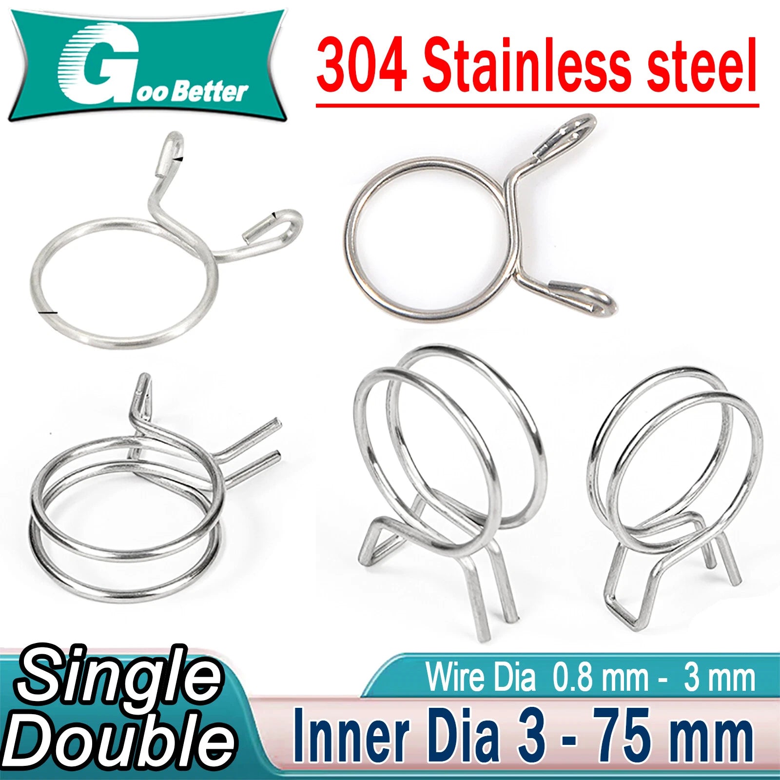 Single/Double Wire Spring Clips / Silicone Hose Pipe Air Fuel Band Tube Clamp
