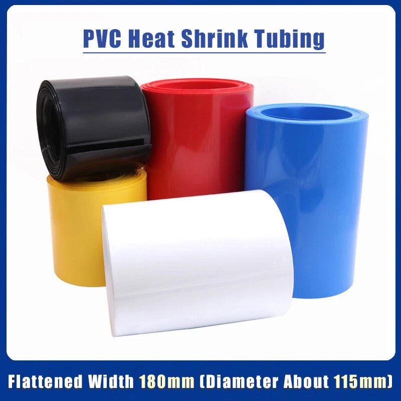 180mm Flat Width PVC Heat Shrink Tubing for Battery Packs — Insulation Sleeve - HomeDIYer