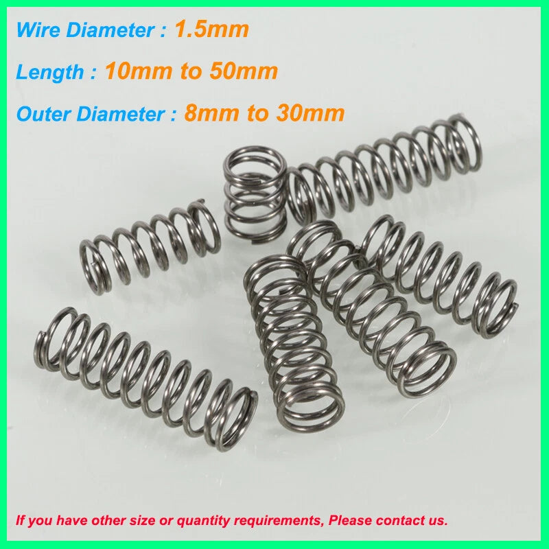Compression Spring Material Spring Steel Wire Dia 1.5mm Pressure Spring 10-50mm