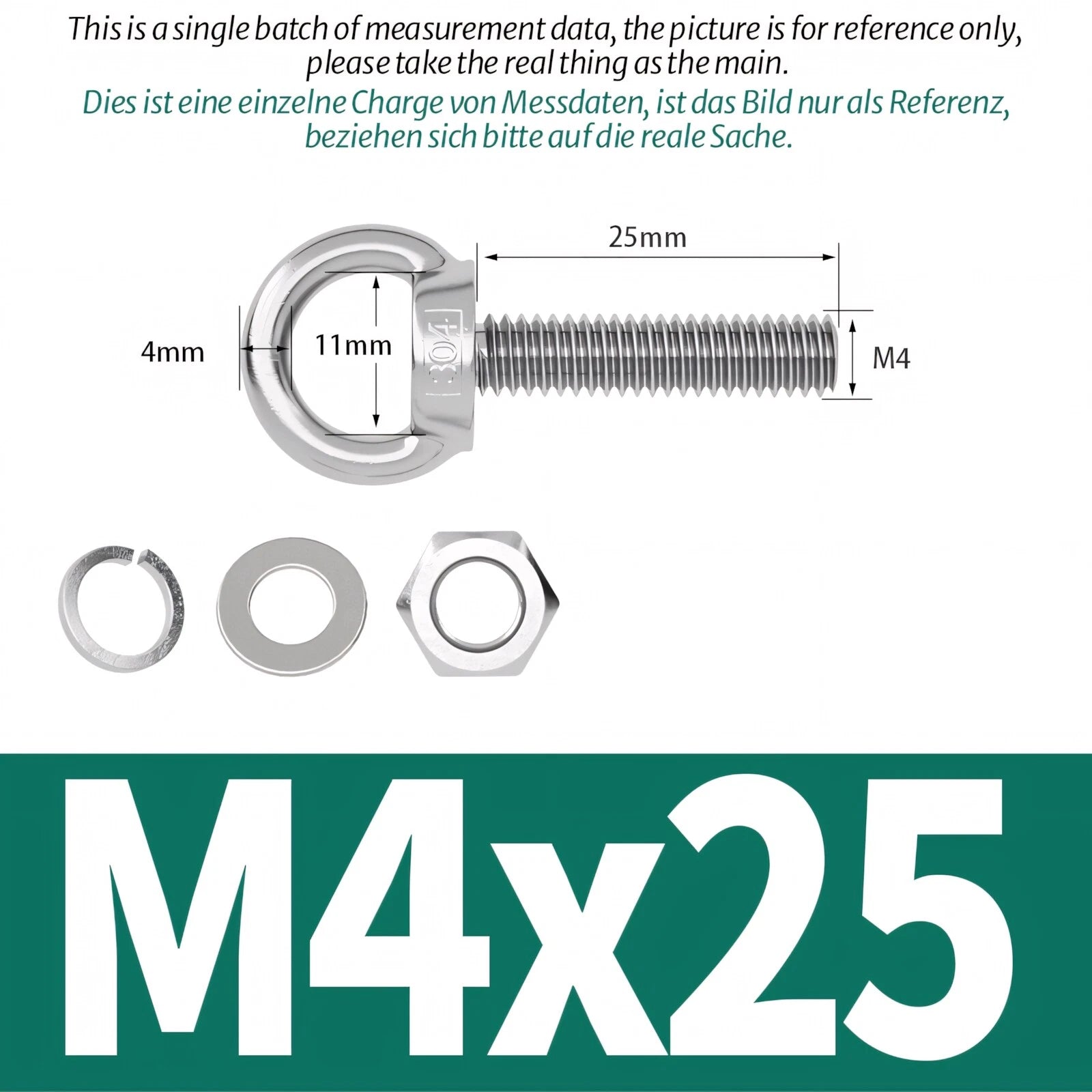 M3 M4 M5 - M20 Eye Bolts Kit Screws Nut Washer Long Boat Stainless Steel A2 304