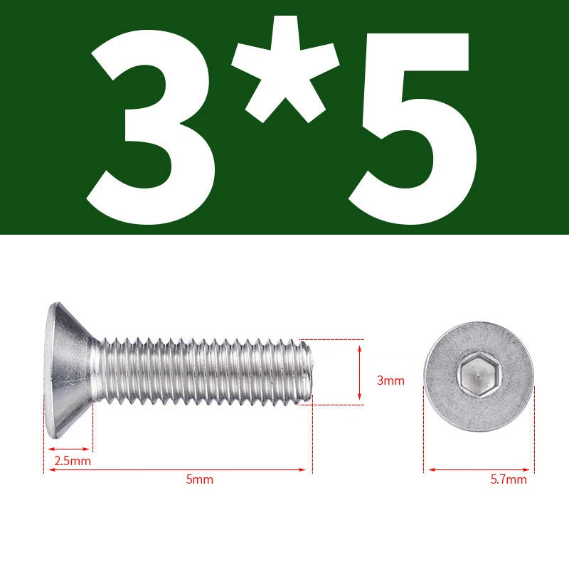 Allen Countersunk Head Screws V4A Steel Hexagon Socket Flat Head Machine Screw