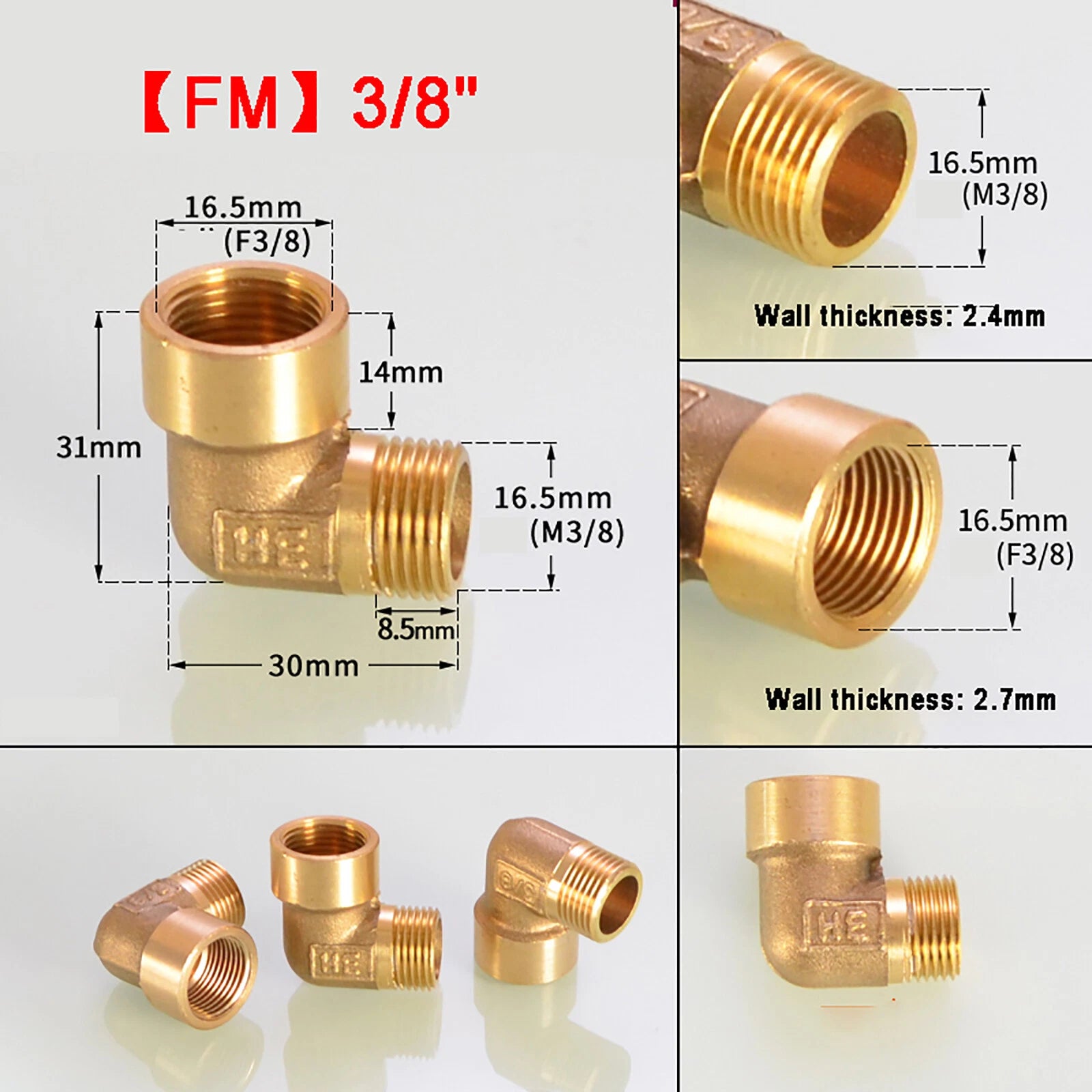 Brass 90° Elbow BSP Threaded Pipe Fitting — Equal & Reducer, 1/8" to 1/2"