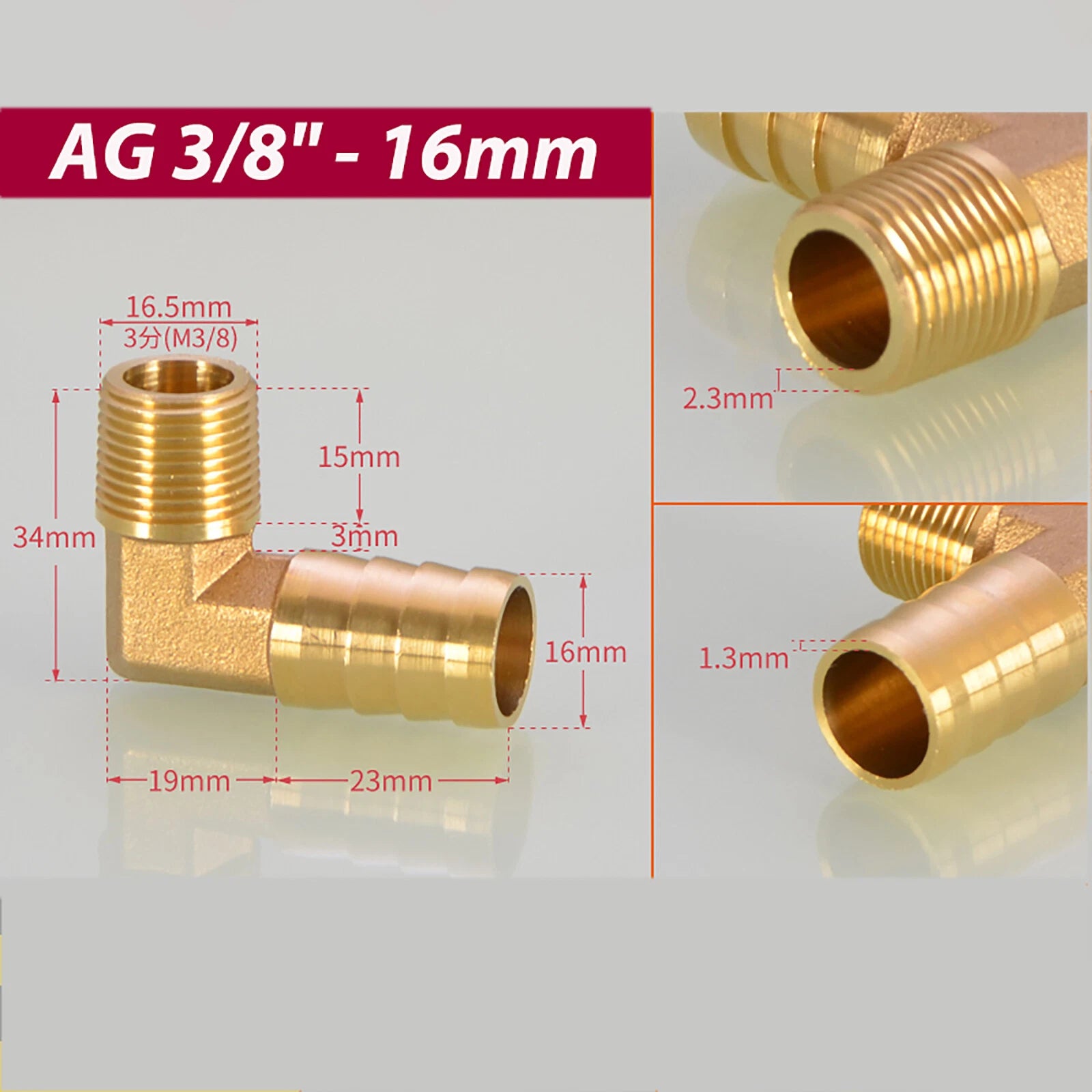 Brass 90° BSP Male Elbow x Barbed Hose Tail Fitting – Air & Water Pipe Connector