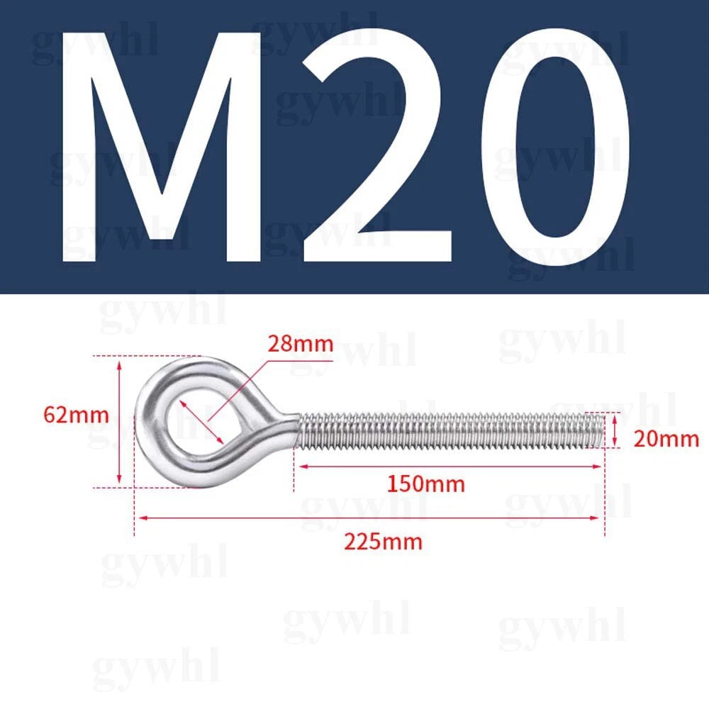 Heavy Duty Stainless Threaded Eye Hook Bolt Ring Bolts for Garden Fence Projects