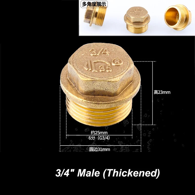 Brass BSP Blanking Cap Plug — 1/8" to 2" Male & Female Stop End with Washer
