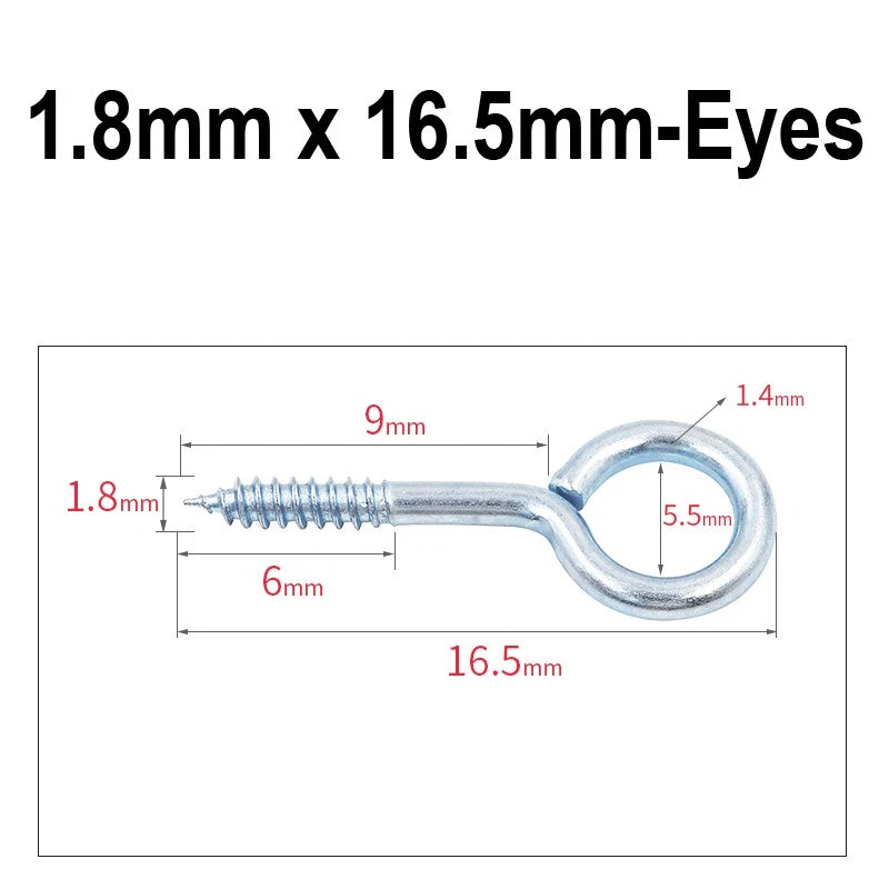 Screw-In Hooks & Eye Hooks — Galvanized, Nickel, Copper & Stainless, 1.1mm–8.6mm
