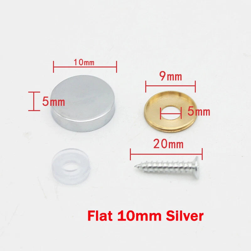 Mirror Screws Cap – Brass Chrome Decorative Cover Caps (10mm to 25mm) for Glass & Furniture – Silver/Gold