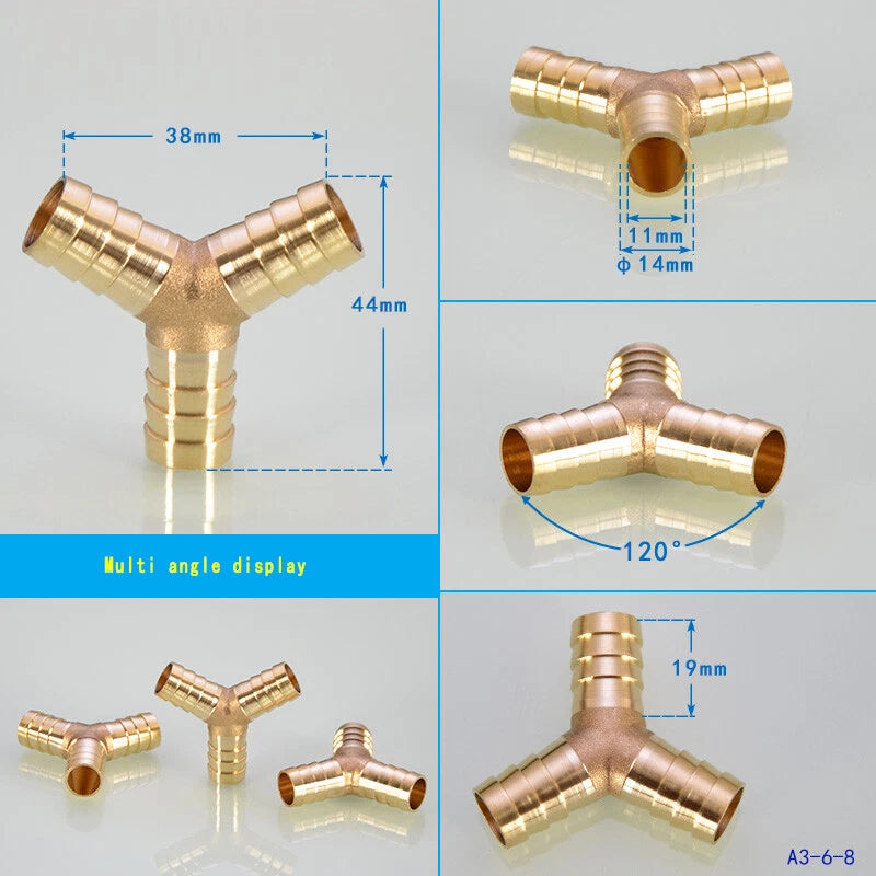 Brass Hose Tail Fittings – Barb Connector Straight Tee Y-Shape 90° Elbow Cross | Air Water Pipe Adapter