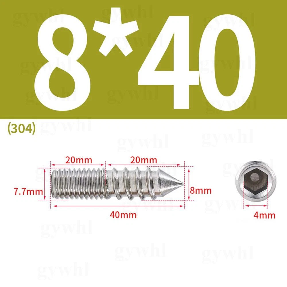 Wood To Metal Dowels Double Ended Threaded Furniture Screws M3 M4 M5 M6 8 10 M12