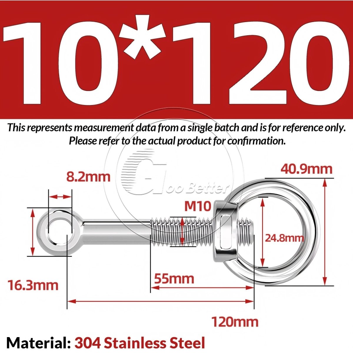 M10 M12 M14 Stainless Steel Eye Bolt & Eye Nut Set — A2 - 304, Threaded Lifting Ring - HomeDIYer