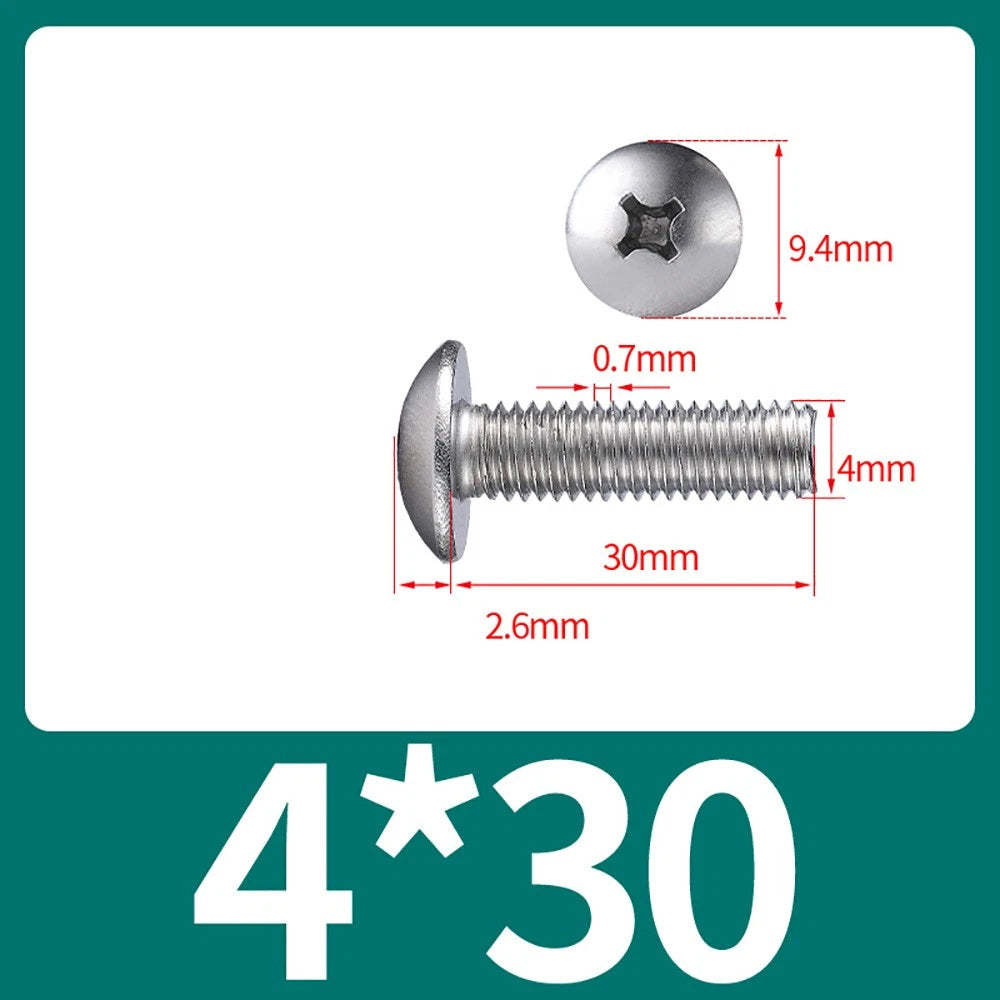 M4-M8 Phillips Truss Head Machine Screw Large Flat Head Screws Stainless Steel